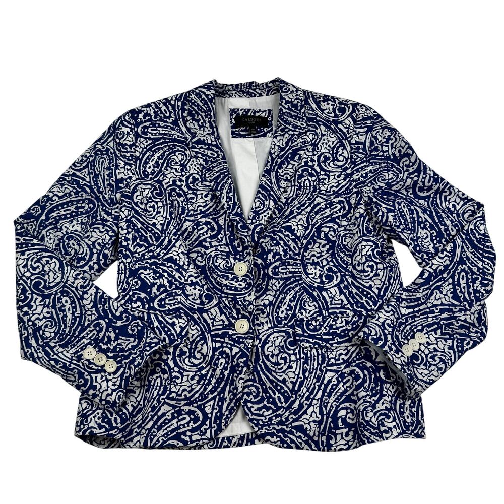 Talbots Preppy Classic Lightweight 100% Cotton Paisley Classy Blazer Women's 12P